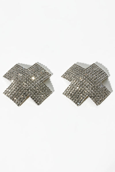 Truly Extravagant Rhinestone Nipple Cover Pasties - Silver