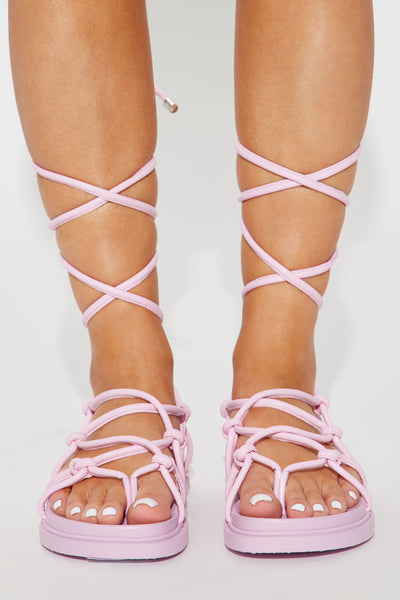 Take My Time Wrap Up Sandals - Pink