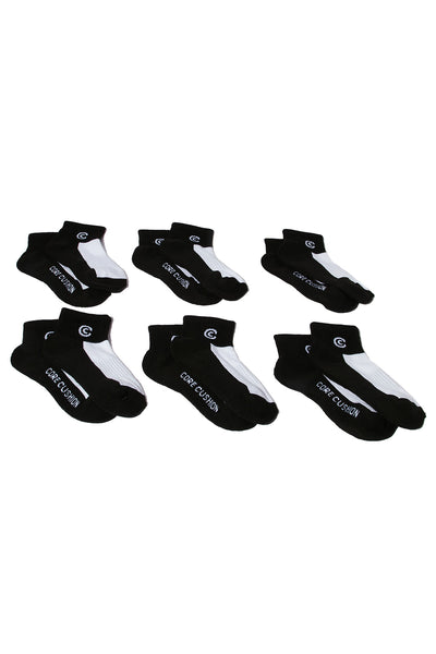 Mini Walking On Cushion Six Pack Socks - Black/White