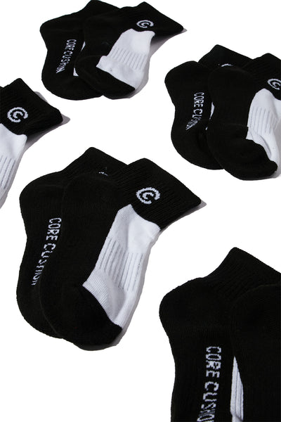 Mini Walking On Cushion Six Pack Socks - Black/White