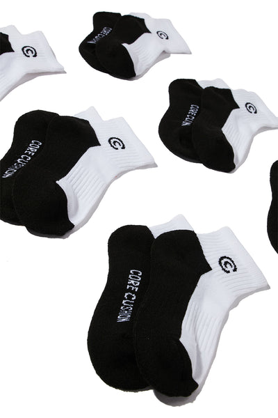 Mini Walking On Comfort Six Pack Socks - White/Black