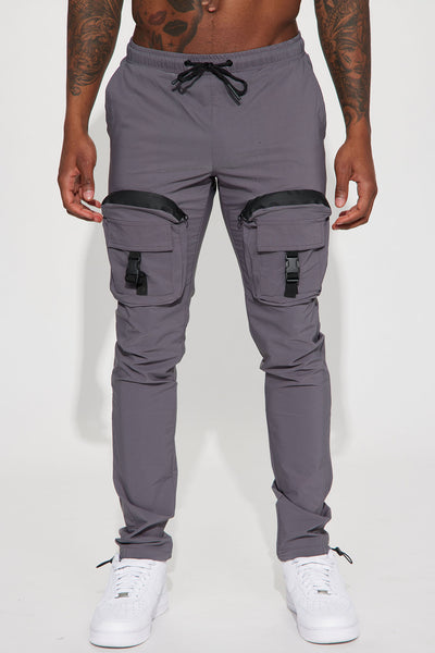 Tell Me Nothing Nylon Cargo Pants - Grey