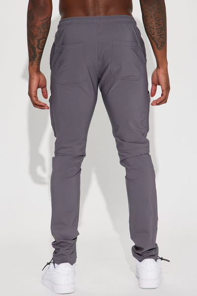 Tell Me Nothing Nylon Cargo Pants - Grey