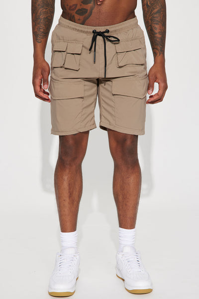 Utility Nylon Cargo Shorts - Taupe