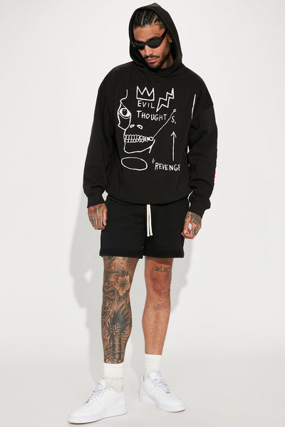 Jean-Michel Basquiat Evil Thoughts Hoodie - Black