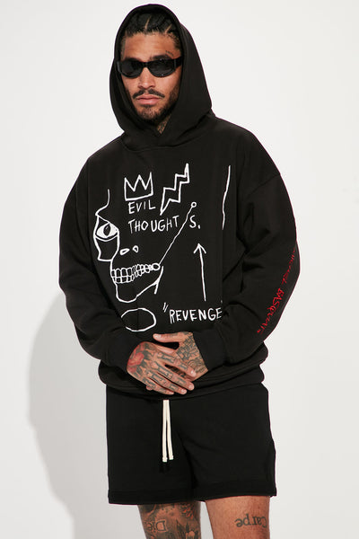 Jean-Michel Basquiat Evil Thoughts Hoodie - Black