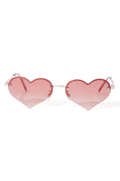 Love Me Not Heart Sunglasses - Red