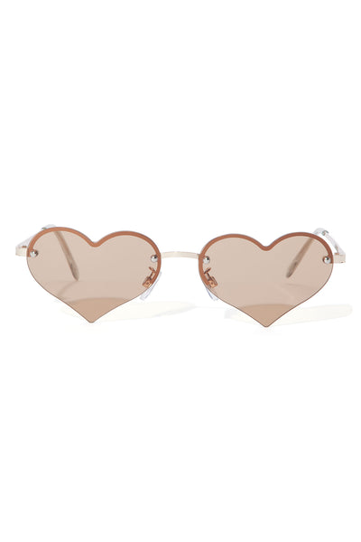 Love Me Not Heart Sunglasses - Brown