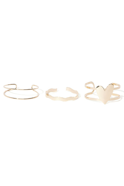 You Have My Heart 3 Piece Cuff Set  - Gold