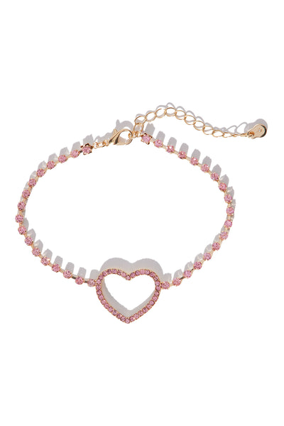 Sweet Little Heart Anklet - Pink