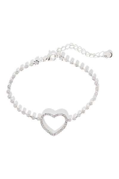 Sweet Little Heart Anklet - Silver