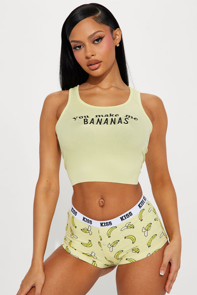 You Make Me Bananas PJ Boyshort Set - Yellow