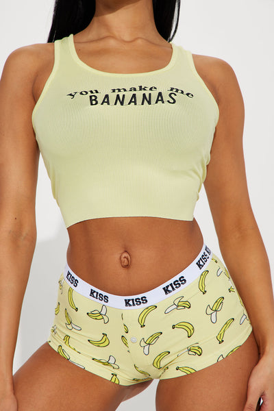 You Make Me Bananas PJ Boyshort Set - Yellow