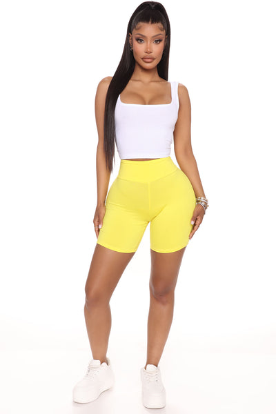 Out Of My League Biker Shorts - Yellow