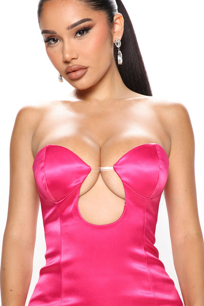 The Dream Girl Satin Mini Dress - Fuchsia