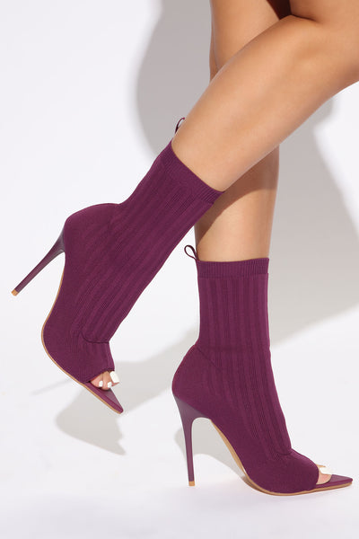 Avery Knit Booties - Purple