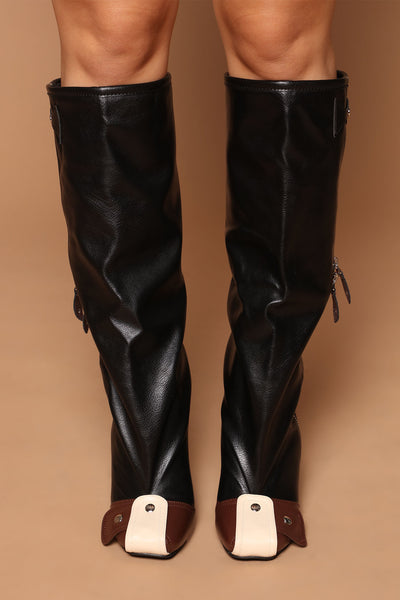 Sienna Knee High Boots - Black/combo