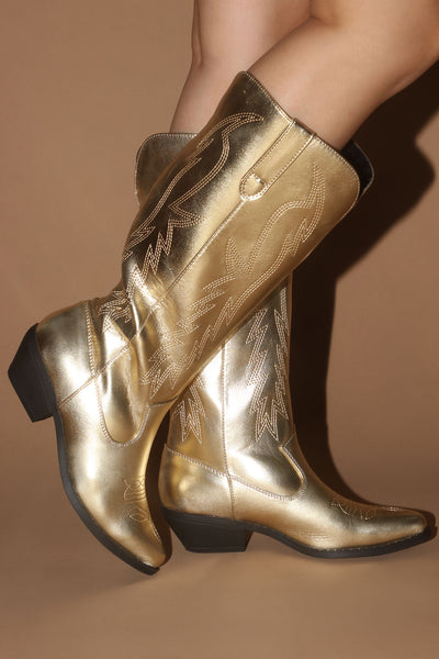 See You Around Knee High Boots - Gold