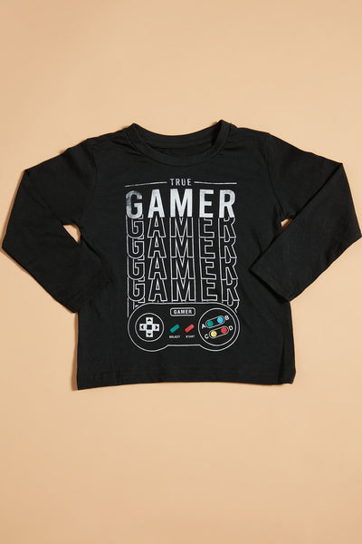 Mini True Gamer Long Sleeve Tee - Black