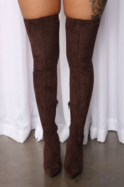 Places To Be Over The Knee Boots - Chocolate