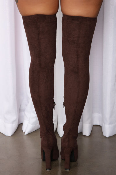 Places To Be Over The Knee Boots - Chocolate