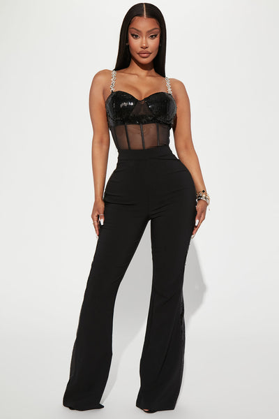 Love Is A Gamble Corset Jumpsuit - Black