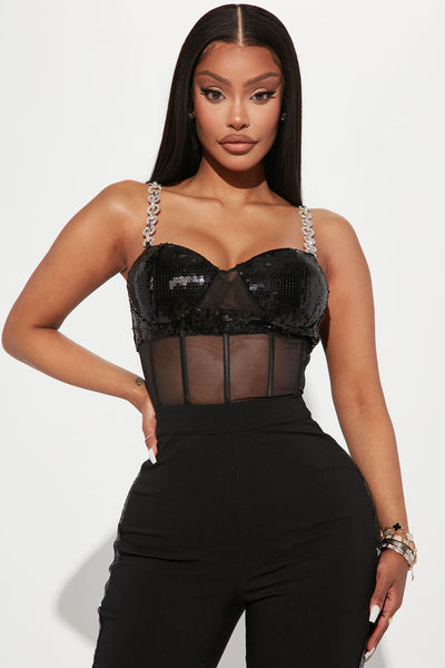 Love Is A Gamble Corset Jumpsuit - Black