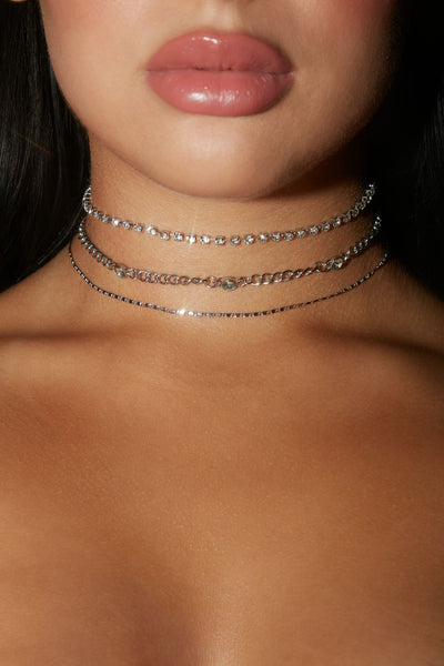 Your Favorite Trio 3 Piece Choker Set  - Silver