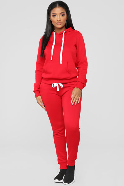 Relaxed Vibe Solid Hoodie - Red