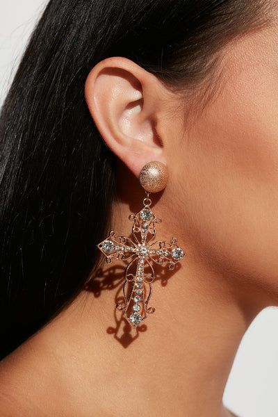 Watch The Throne Earrings - Gold/Clear