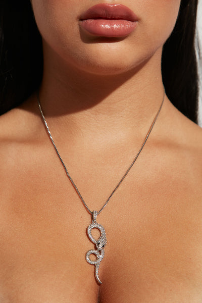 Won't Bite Snake Necklace  - Silver