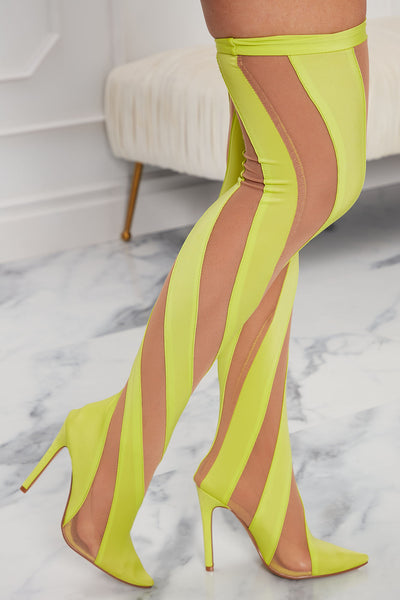 Vixen Vibe Over The Knee Boots - Lime