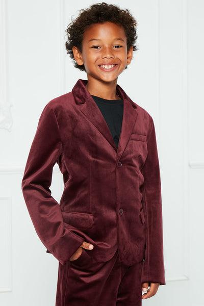 Mini The Modern Velvet Suit Jacket - Burgundy