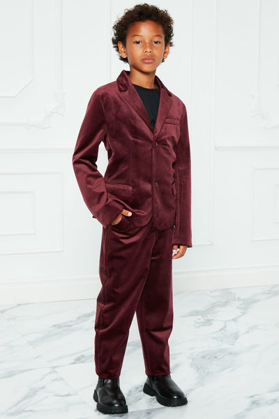 Mini The Modern Velvet Suit Jacket - Burgundy