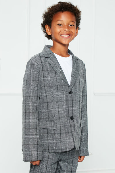 Mini Noah Plaid Suit Jacket - Grey/combo