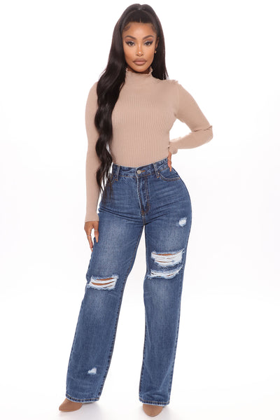 We Belong Together Distressed Nova Denim Boyfriend Jeans - Medium Blue Wash