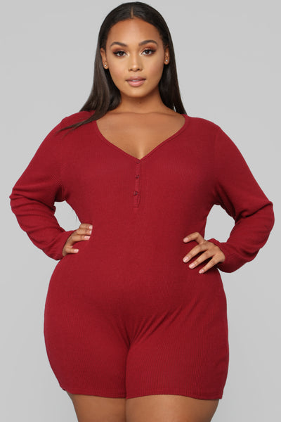 Your One And Only Sleep Romper - Burgundy