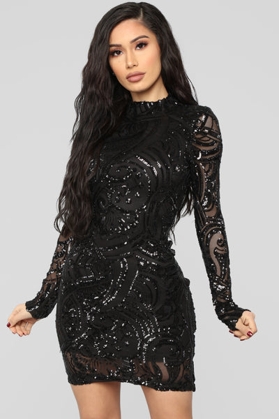 Wildest Dreams Sequin Dress - Black