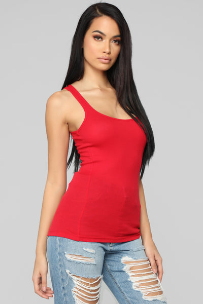 Zoey Racer Back Tank - Red