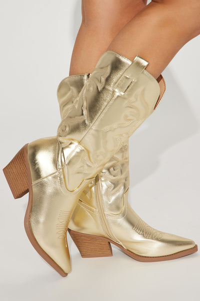 Take A Break Cowboy Boots - Gold