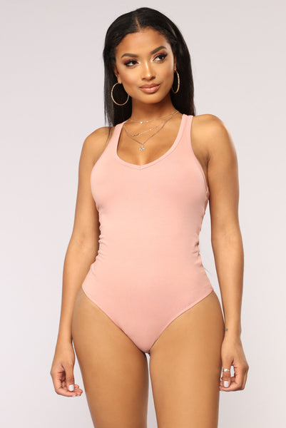 Zoey Racer Back Bodysuit - Mauve