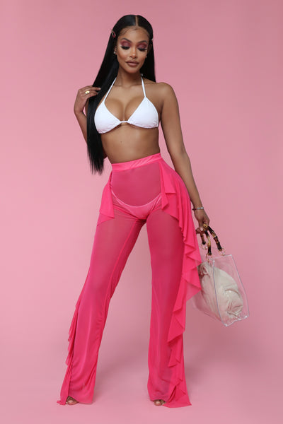 Sunshine See Through Cover Up Pant - Fuchsia