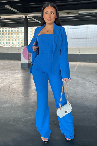 Charlotte Blazer Jumpsuit Set - Royal