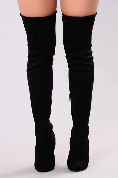 Pretty In Thigh High Boots - Black