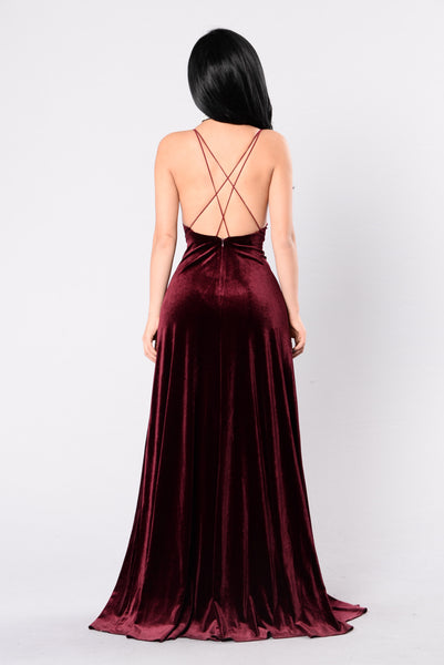 Wishful Thinking Dress - Burgundy