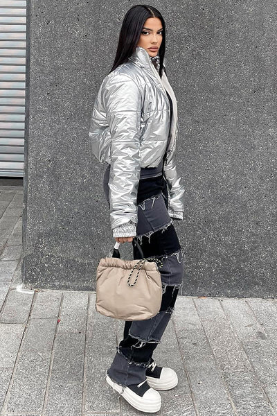 Keep Up With Me Puffer Jacket - Silver