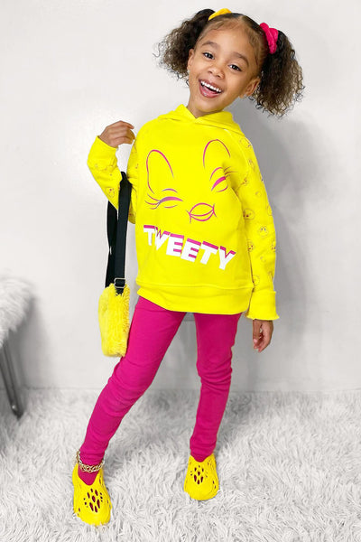 Mini Tweety Bird Fleece Hoodie - Yellow