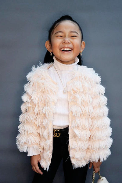 Mini Tweety Fur Jacket - Blush