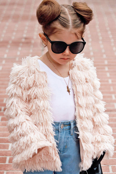 Mini Tweety Fur Jacket - Blush