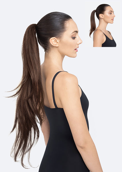 PRETTYPARTY The Ruby  8" to 24" Smooth and Long Layered Ponytail - DarkBrown